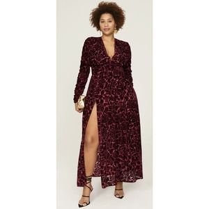 Bronx and Banco Velvet Floral Gown Medium Small Ripe On Back See Pic.